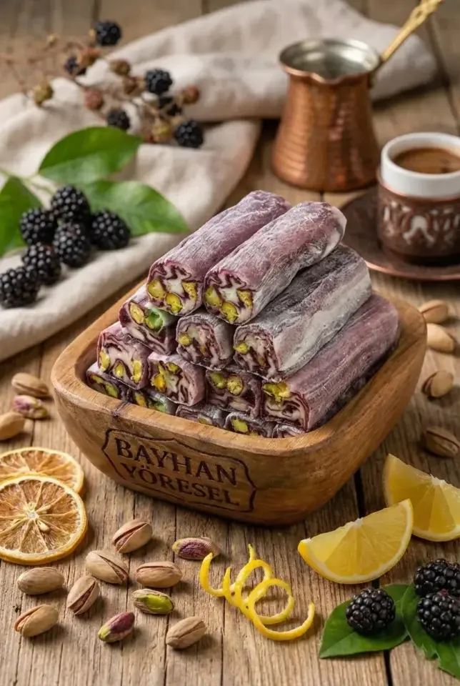 Böğürtlen Aromalı Fıstıklı Lokum