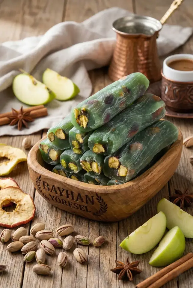 Elma Aromalı Fıstıklı Lokum